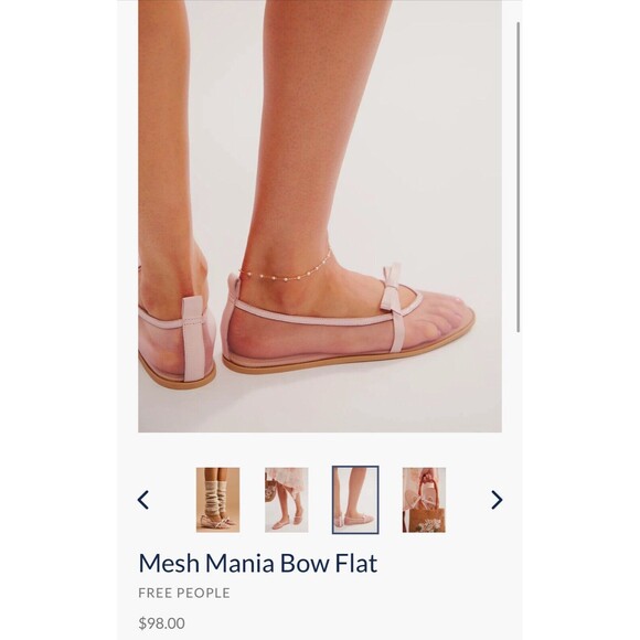 Free People Mesh Mania Bow Flat in Cloud Pink Size US9 Revolver New In Box - Picture 3 of 15
